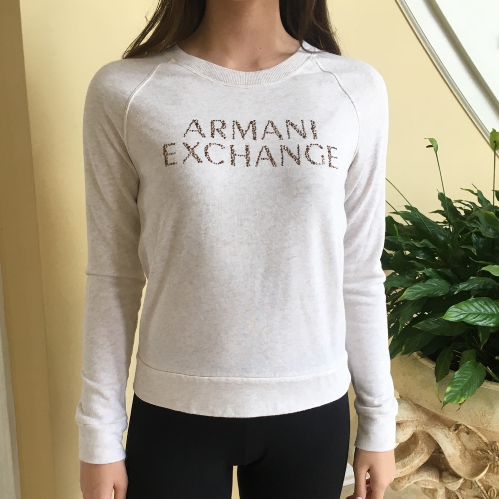 Armani Exchange Cream Colored Crew Neck Sweater